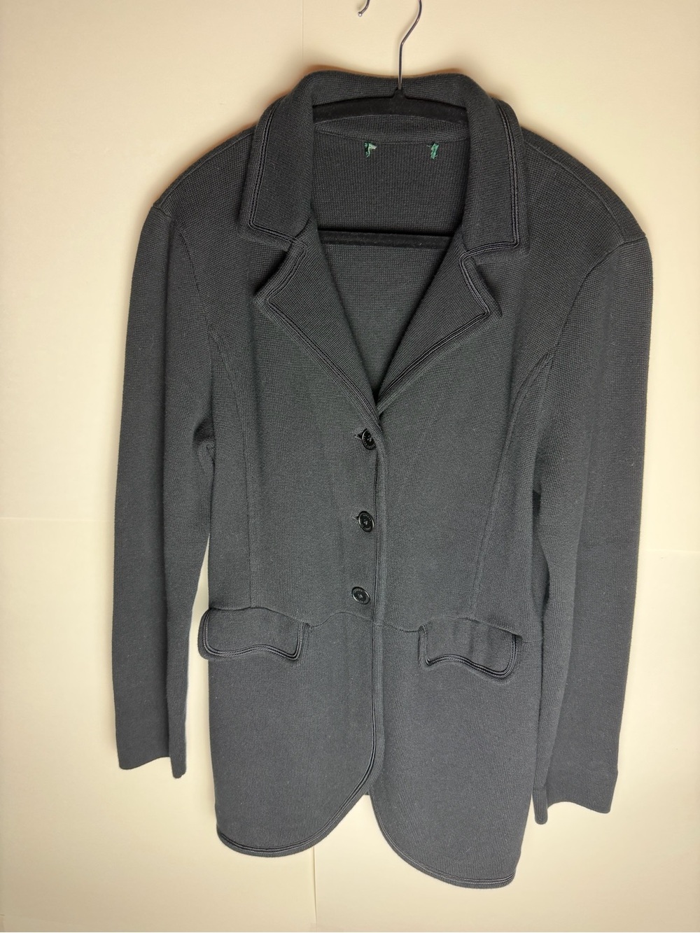 Lauren Ralph Lauren Black Knit Blazer Jacket Equestrian Academia